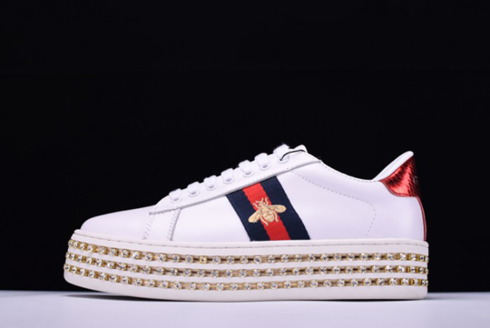 G*u*i ace embellished sneaker with crystals womens 505995dope0