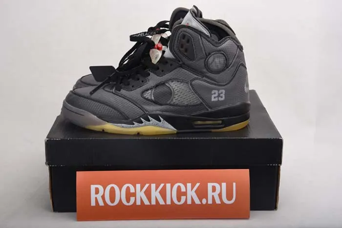 OFF WHITE AIR JORDAN 5 SP BLACK MUSLIN FIRE RED CT8480-001