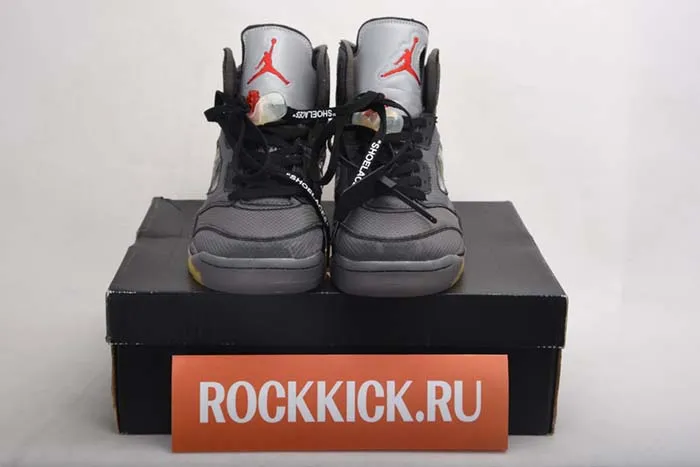 OFF WHITE AIR JORDAN 5 SP BLACK MUSLIN FIRE RED CT8480-001