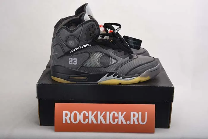 OFF WHITE AIR JORDAN 5 SP BLACK MUSLIN FIRE RED CT8480-001