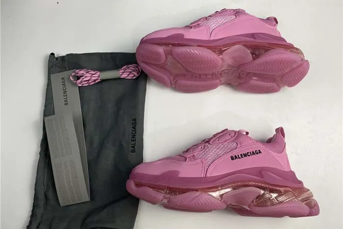 WOMEN''S TRIPLE S CLEAR SOLE SNEAKER IN PINK