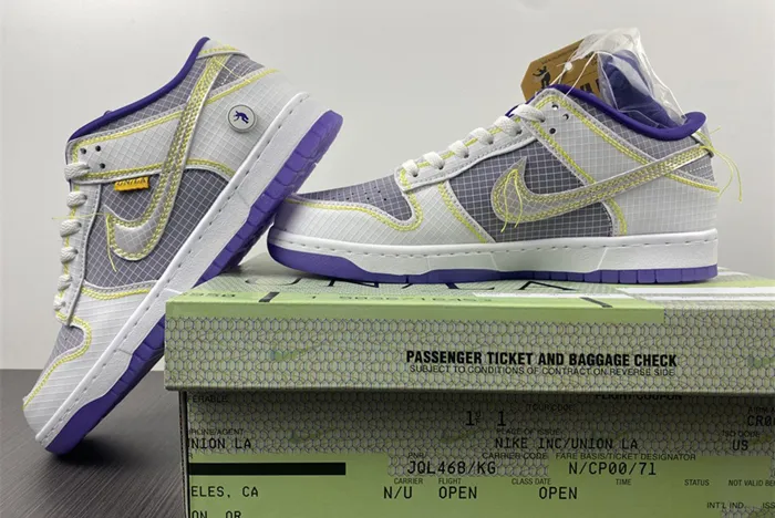 Union X Nike DUNK LOW grey Purple DJ9649-500