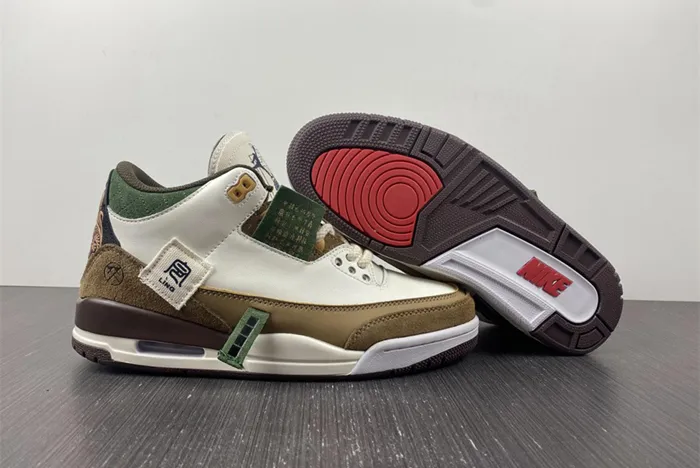 Air Jordan 3 Retro SE White Dark Brown Green 398614-500