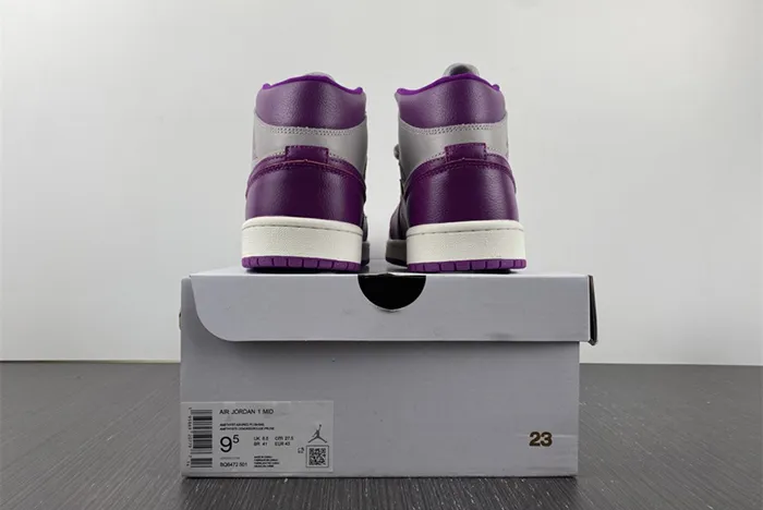 Air Jordan 1 Mid Magenta Light Grey White BQ6472 501