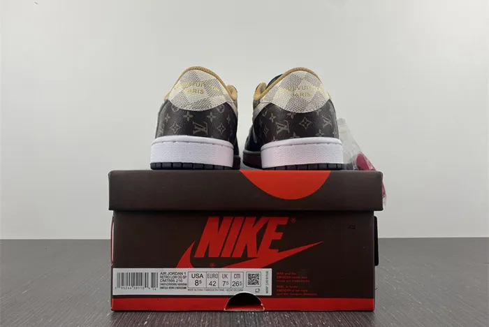 Travis Scott x Nike Air Jordan 1 Low OG LV Monogram Brown Damier Azur DM7866 -216
