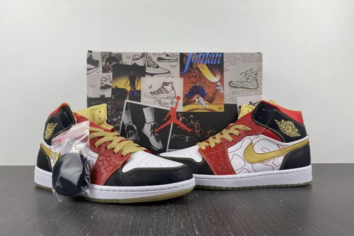 Air Jordan 1 Mid XQ White Gold Dust Red Black DV0576 176