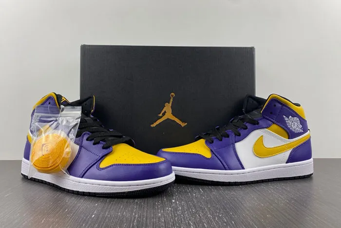 Air Jordan 1 Mid Lakers Dark Concord Taxi White Black DQ8426 517