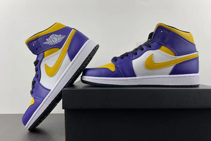 Air Jordan 1 Mid Lakers Dark Concord Taxi White Black DQ8426 517