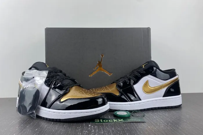 Air Jordan 1 Low Gold Toe Metallic Gold Black White DR6970-071