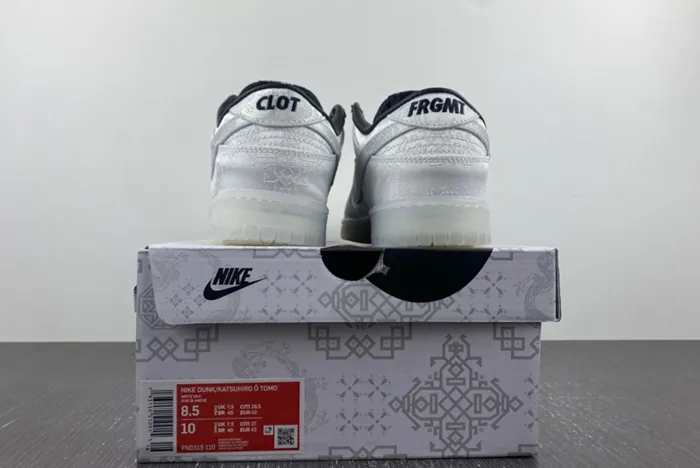 CLOT  fragment Nike Dunk Low Colorway White/Black FN0315-110