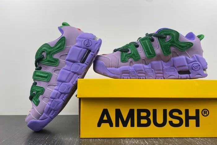 Detailed Look at the AMBUSH x Nike Air More Uptempo Low Lilac FB1299-500