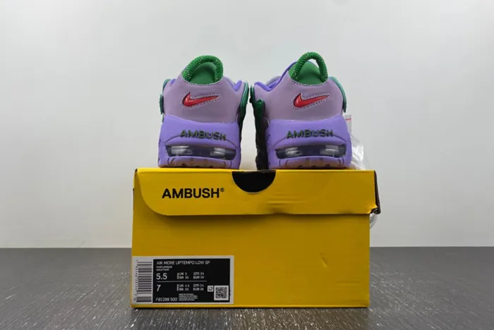 Detailed Look at the AMBUSH x Nike Air More Uptempo Low Lilac FB1299-500