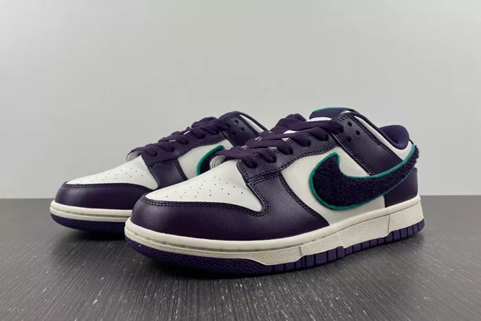 Nike Dunk Low Chenille Swoosh Sail Grand Purple Green DQ7683 100