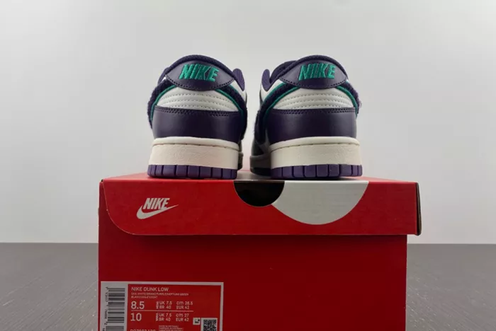 Nike Dunk Low Chenille Swoosh Sail Grand Purple Green DQ7683 100