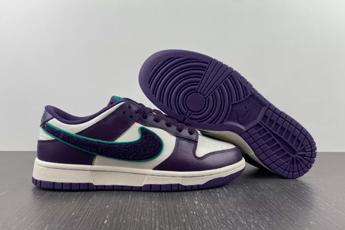 Nike Dunk Low Chenille Swoosh Sail Grand Purple Green DQ7683 100